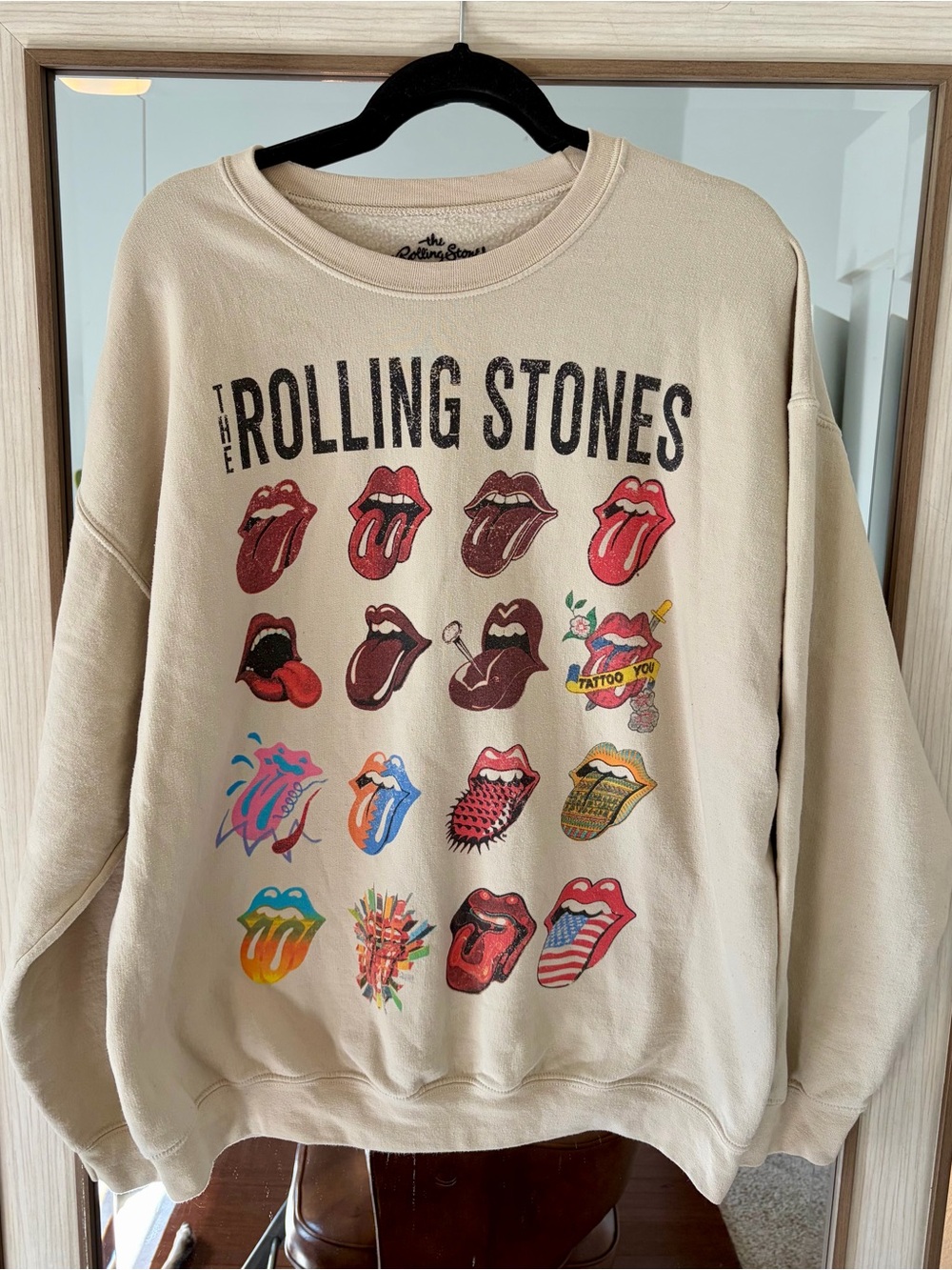 The Rolling Stones Tongue Crewneck Sz M/L Cotton Blend neutral